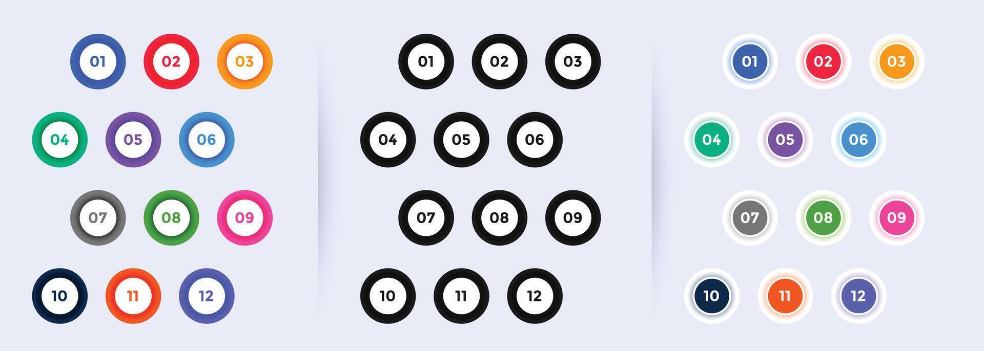 circulaire balle points Nombres de un à Douze vecteur