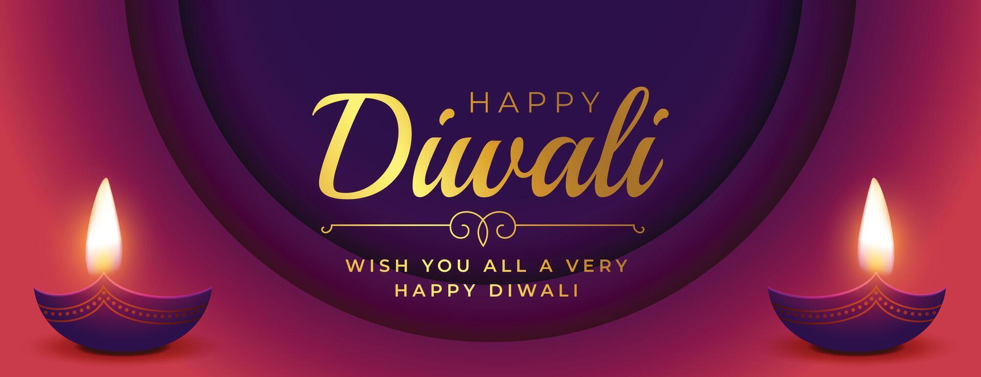 prime content diwali vœux bannière avec embrasé diya vecteur