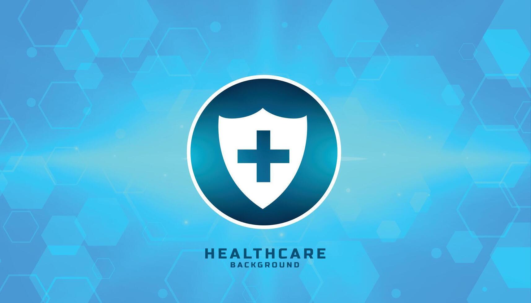 médical sécurité badge avec bleu hexagonal Contexte vecteur