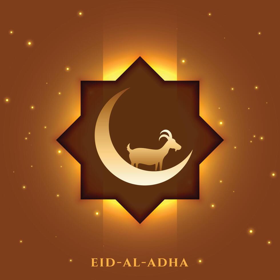 eid Al adha charmant salutation avec croissant lune et chèvre vecteur