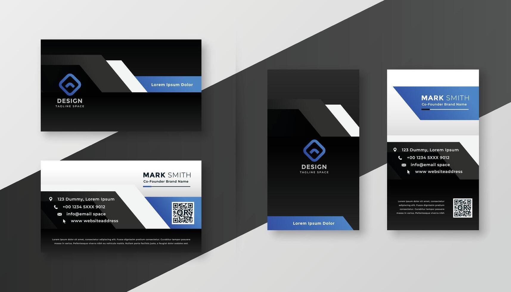 moderne noir affaires carte avec bleu formes vecteur