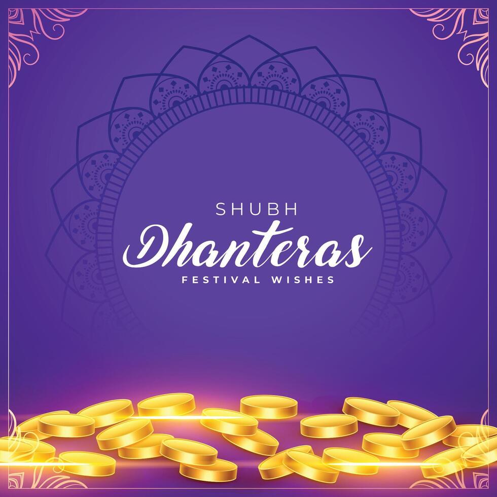 shubh dhanteras traditionnel Contexte avec tibia d'or pièce de monnaie vecteur