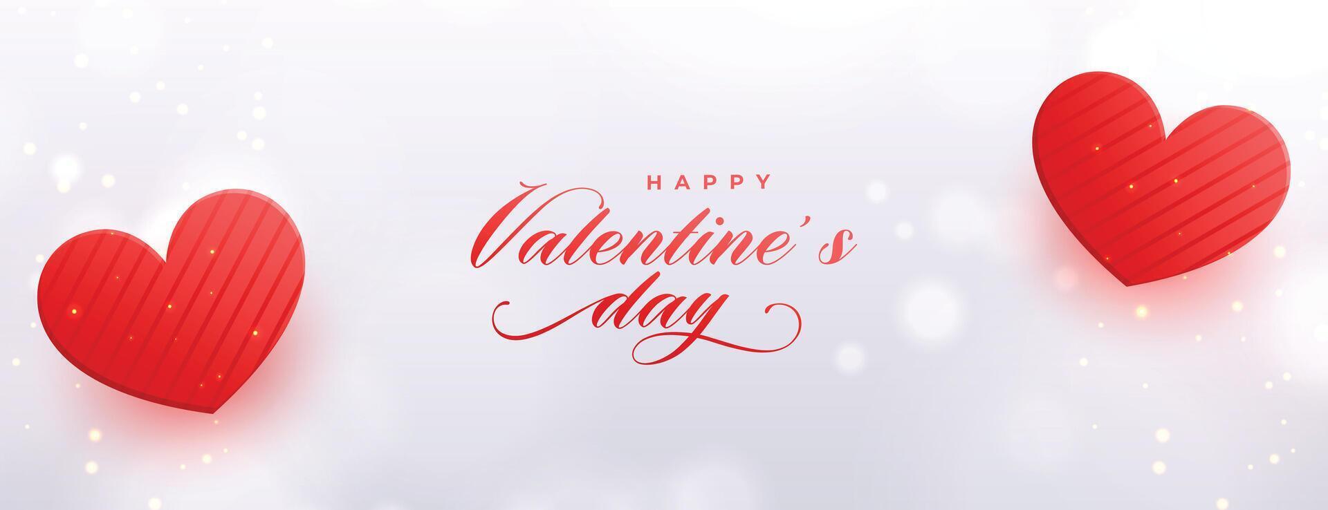 magnifique valentines journée cœurs bannière avec deux rouge cœurs vecteur