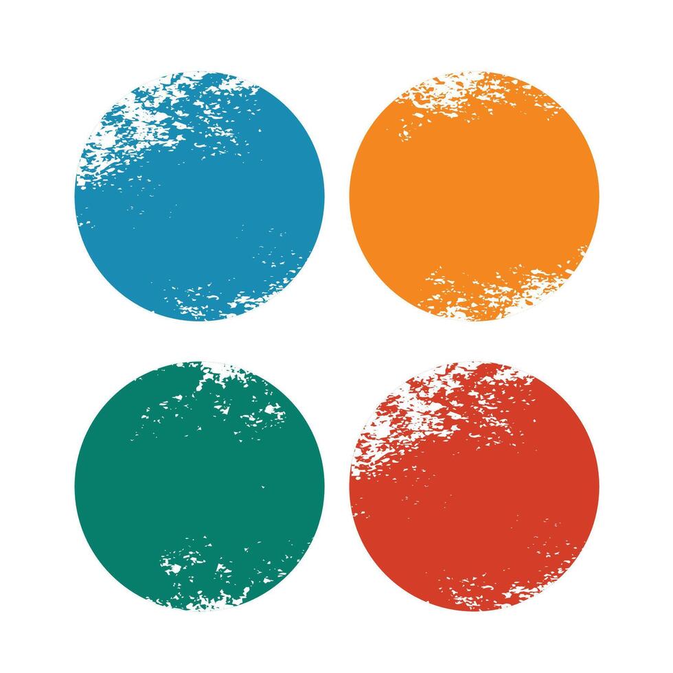 grunge affligé circulaire cadres dans quatre couleurs vecteur