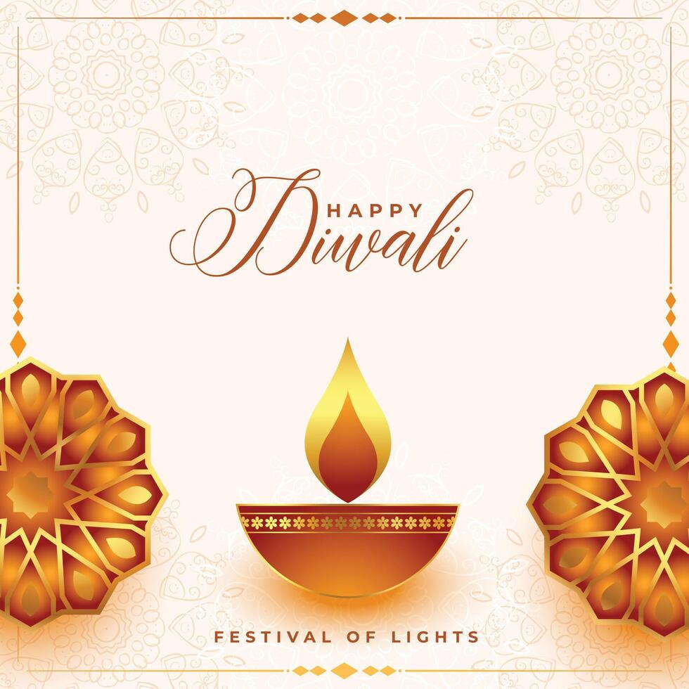 élégant deepavali Festival bannière avec embrasé diya et floral conception vecteur illustration