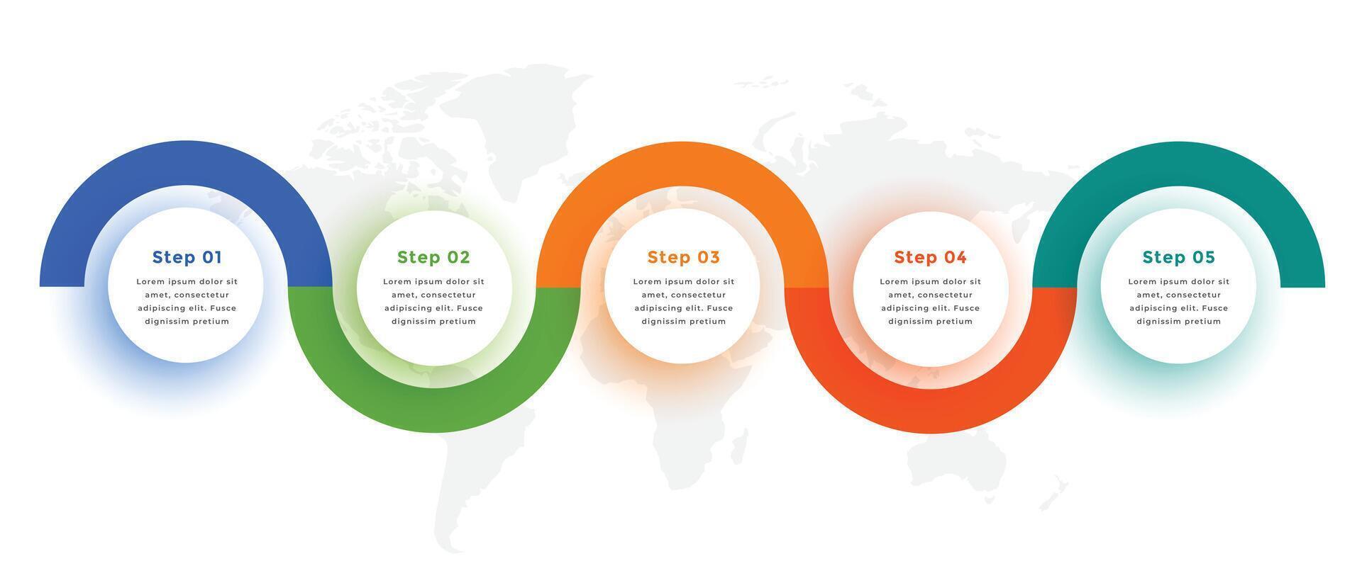 Créatif six pas circulaire infographie modèle conception vecteur