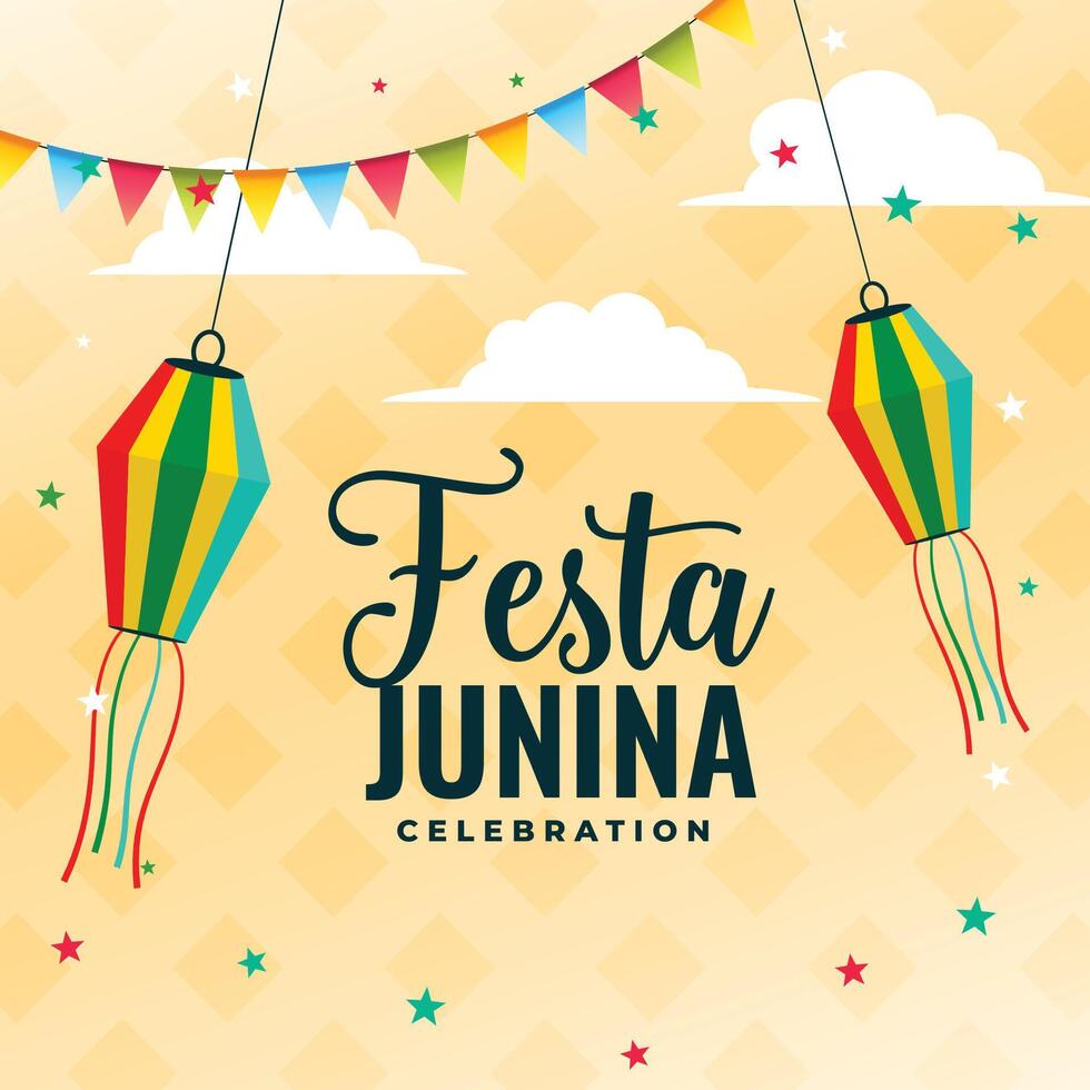 festa Junina fête affiche conception avec décoration éléments vecteur