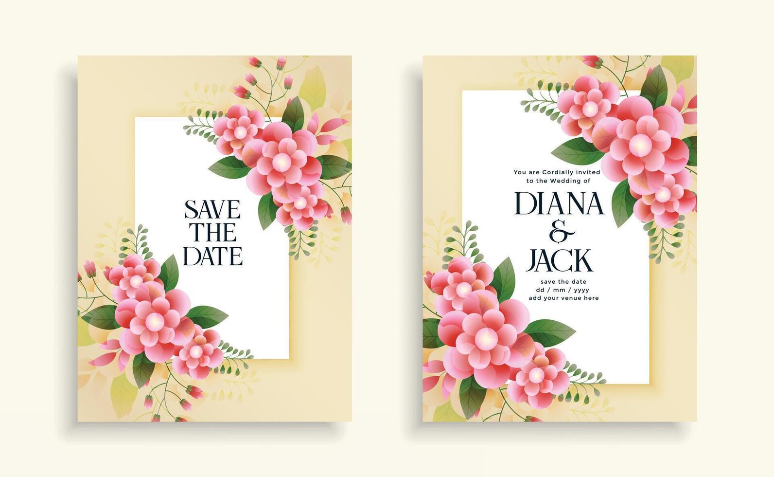 magnifique mariage floral invitation carte conception modèle vecteur