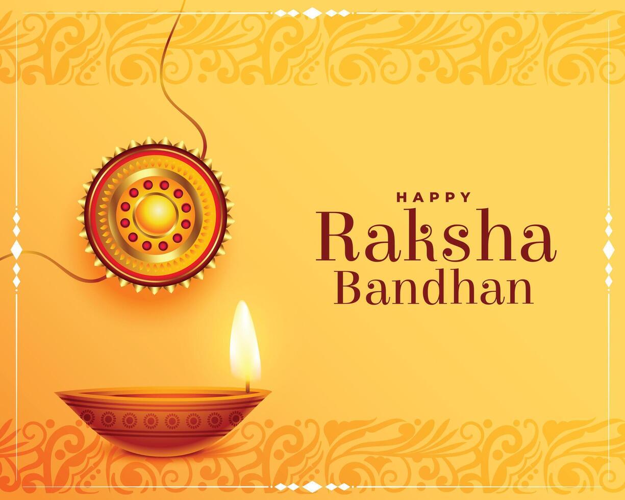 traditionnel raksha bandhan fête bannière avec réaliste diya conception vecteur