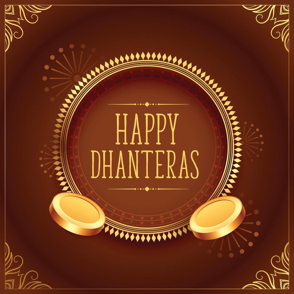 content dhanteras traditionnel Contexte avec or pièce de monnaie vecteur