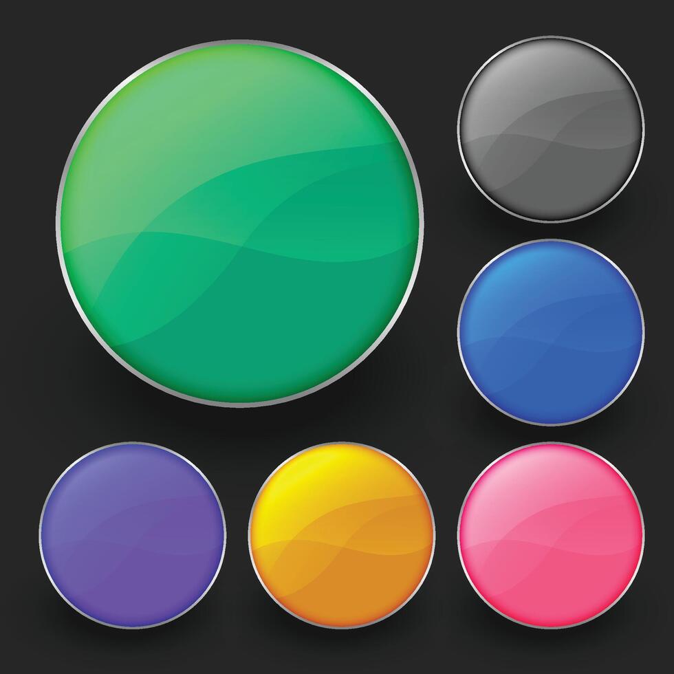 six brillant vide circulaire boutons pack conception vecteur