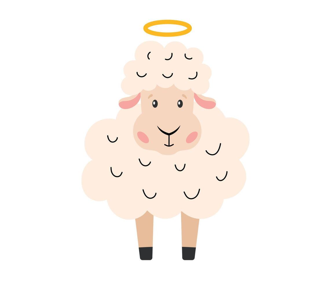 blanc agneau. Pâques mignonne mouton. religieux Christian symbole. vecteur illustration dans plat main tiré style