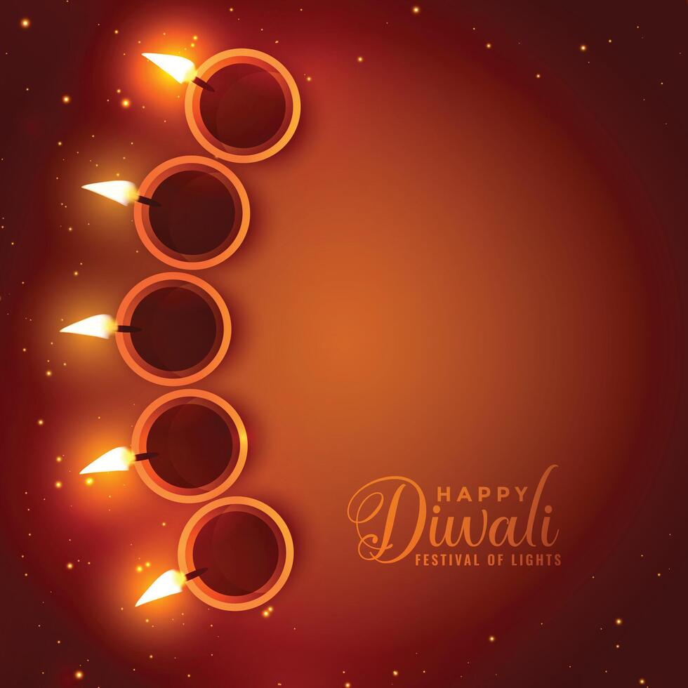 réaliste content diwali carte avec texte espace vecteur