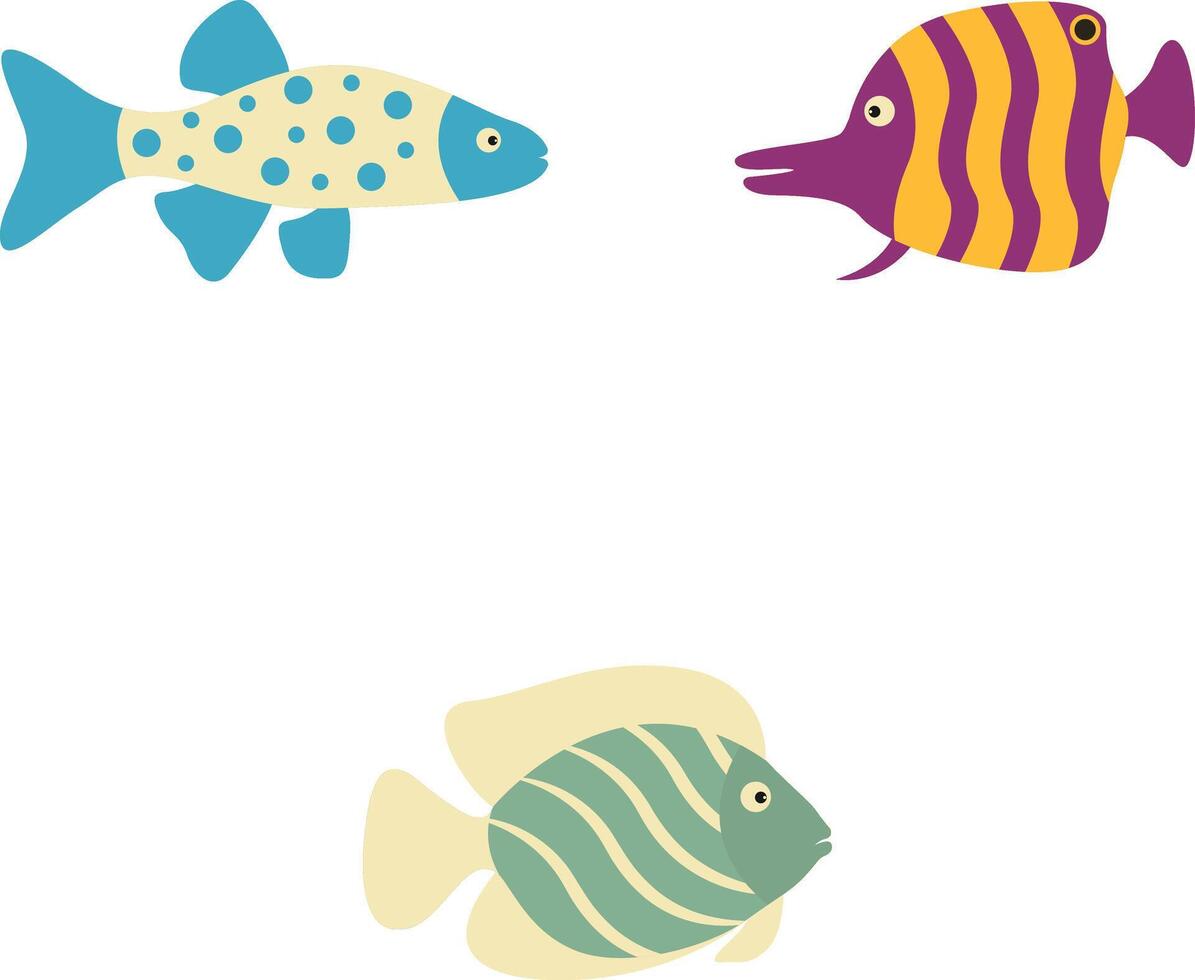 adorable poisson illustration avec mignonne dessin animé conception. mer animal sur une blanc Contexte vecteur