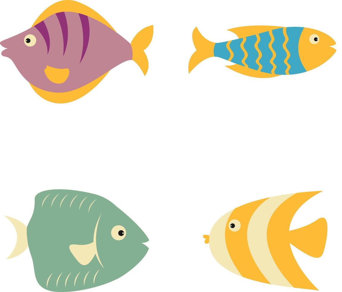 adorable poisson illustration avec mignonne dessin animé conception. mer animal sur une blanc Contexte vecteur