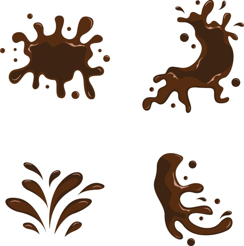 Chocolat éclaboussure avec différent formes et conception. isolé sur blanc Contexte. vecteur illustration ensemble.