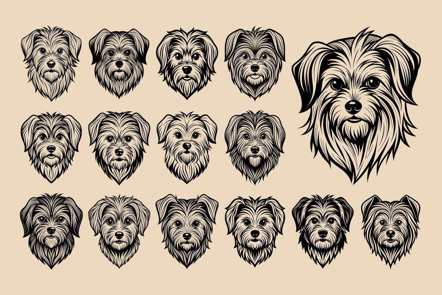 ai généré de face vue maltais chien visage tête illustration conception paquet vecteur