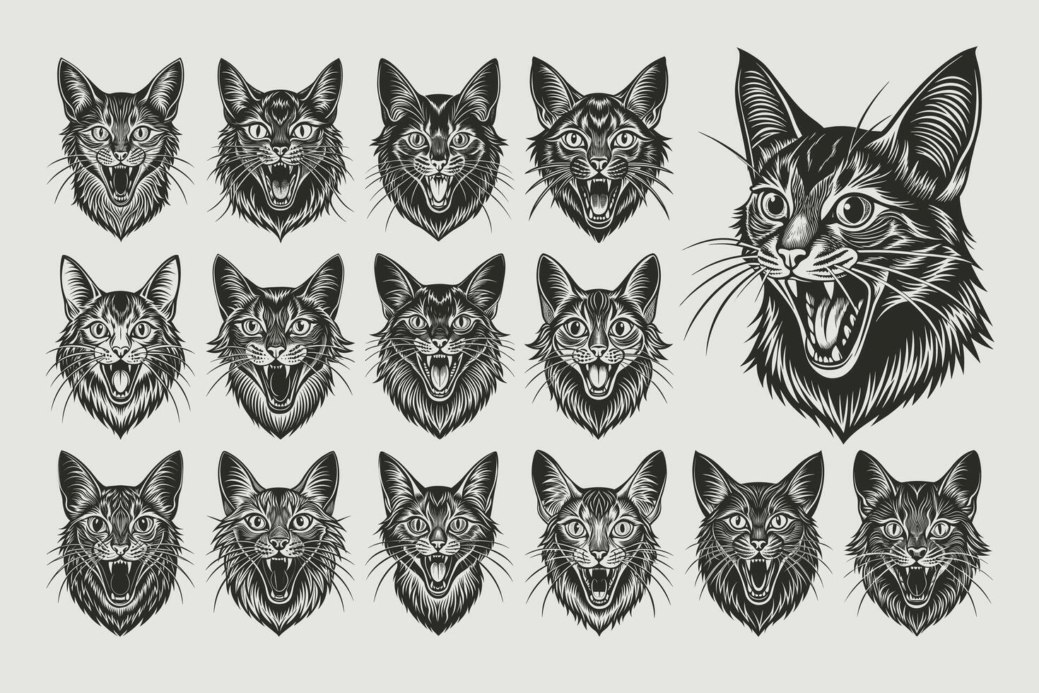 ai généré marrant miauler somali chat tête illustration conception collection vecteur