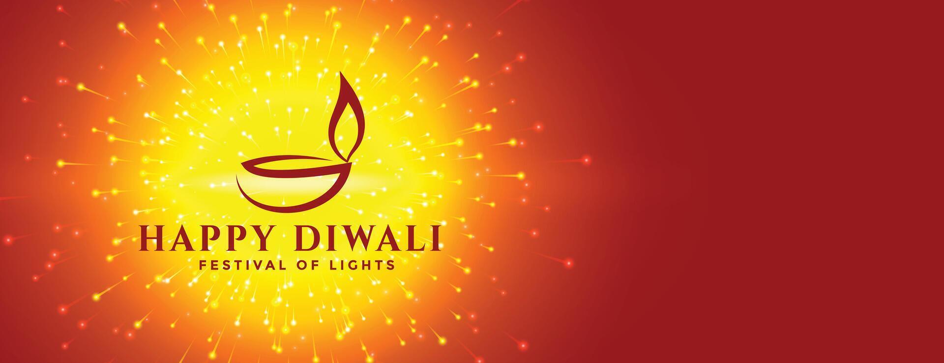 content diwali feux d'artifice et Créatif diya bannière conception vecteur