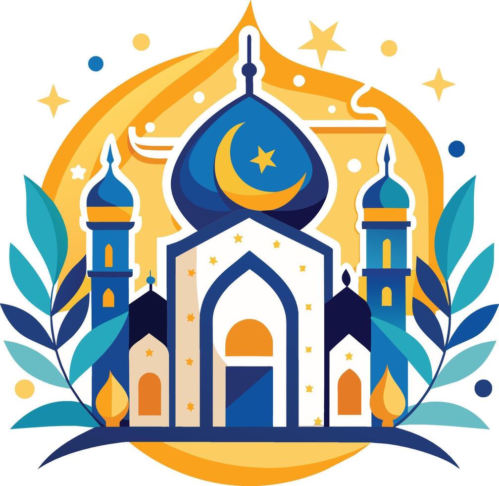 mosquée avec croissant lune et étoile vecteur illustration. Ramadan Karim.