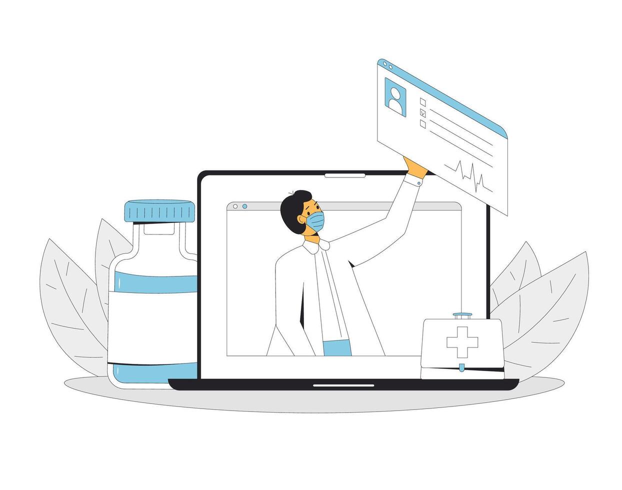 en ligne médical consultation. télémédecine. médecin loin conseiller. santé se soucier par l'Internet. soins de santé prestations de service. vecteur