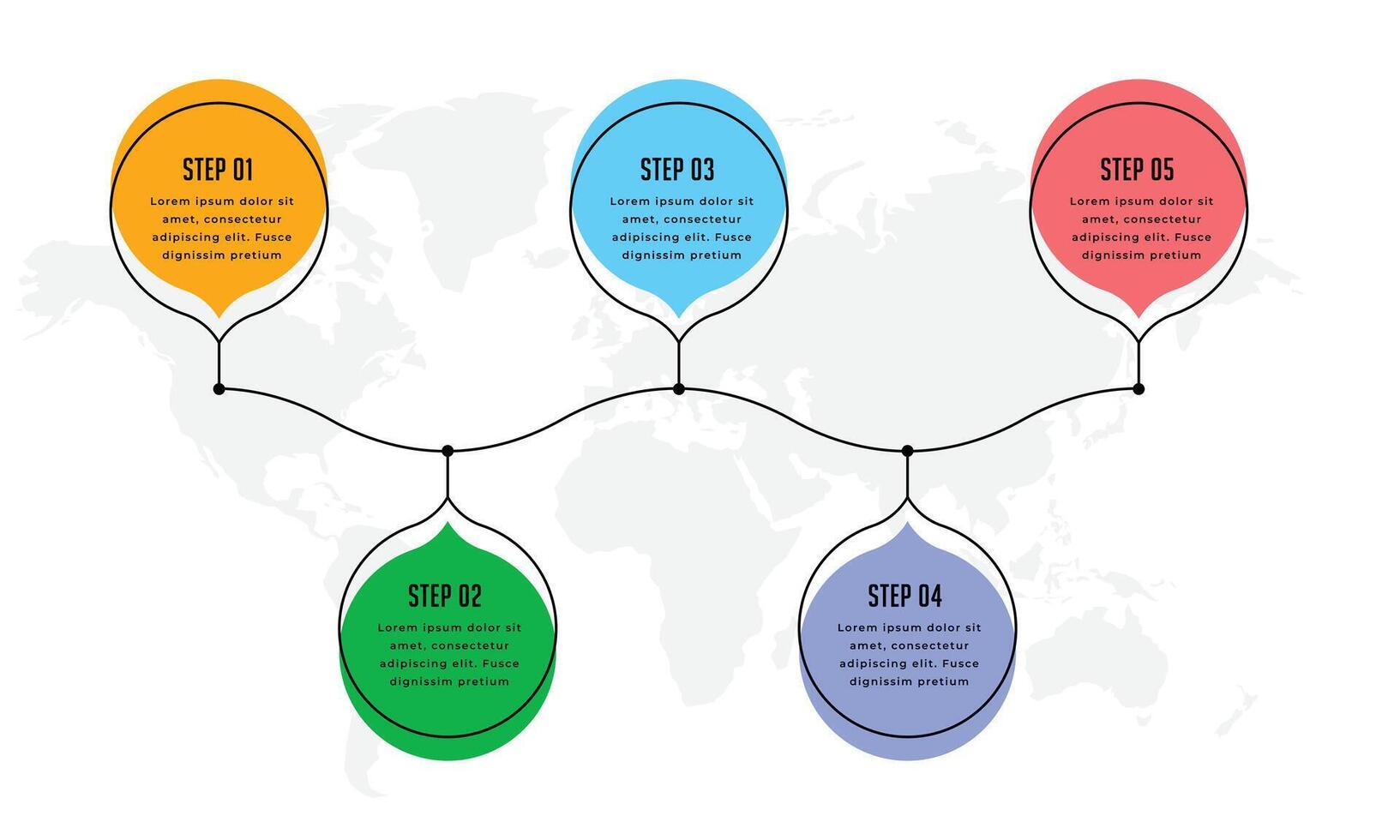 cinq pas moderne infographie chronologie Contexte conception vecteur