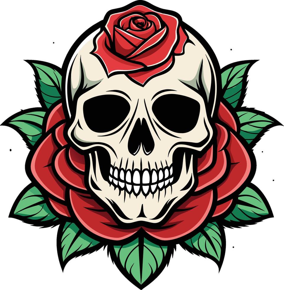 crâne avec des roses. vecteur illustration pour T-shirt conception.