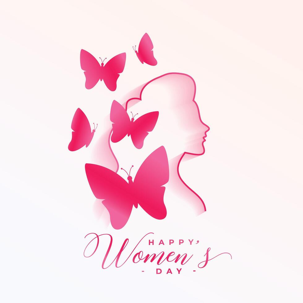 décoratif ligne style aux femmes journée salutation carte avec mignonne papillon vecteur