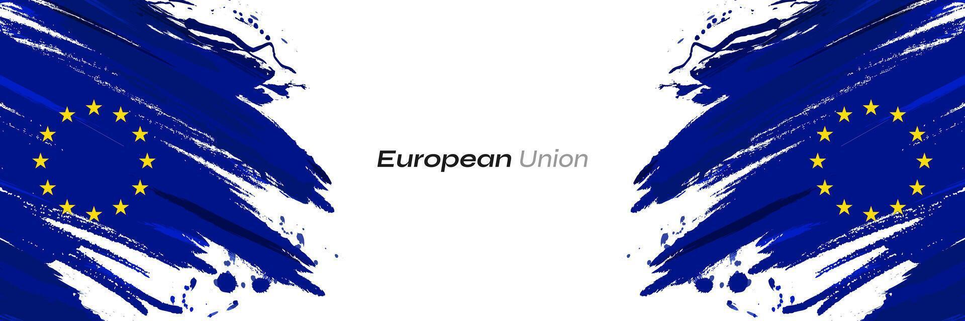 européen syndicat drapeau dans brosse peindre style avec demi-teinte effet. drapeau de L'Europe  avec grunge concept vecteur