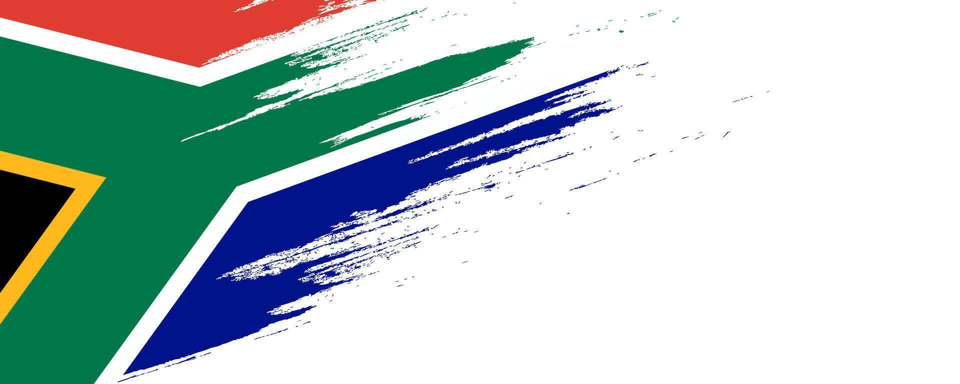 Sud Afrique drapeau avec brosse peindre style isolé sur blanc Contexte vecteur