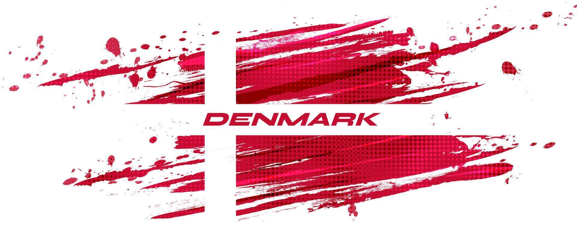 drapeau de Danemark avec brosse style et demi-teinte effet. danois drapeau Contexte avec grunge concept vecteur