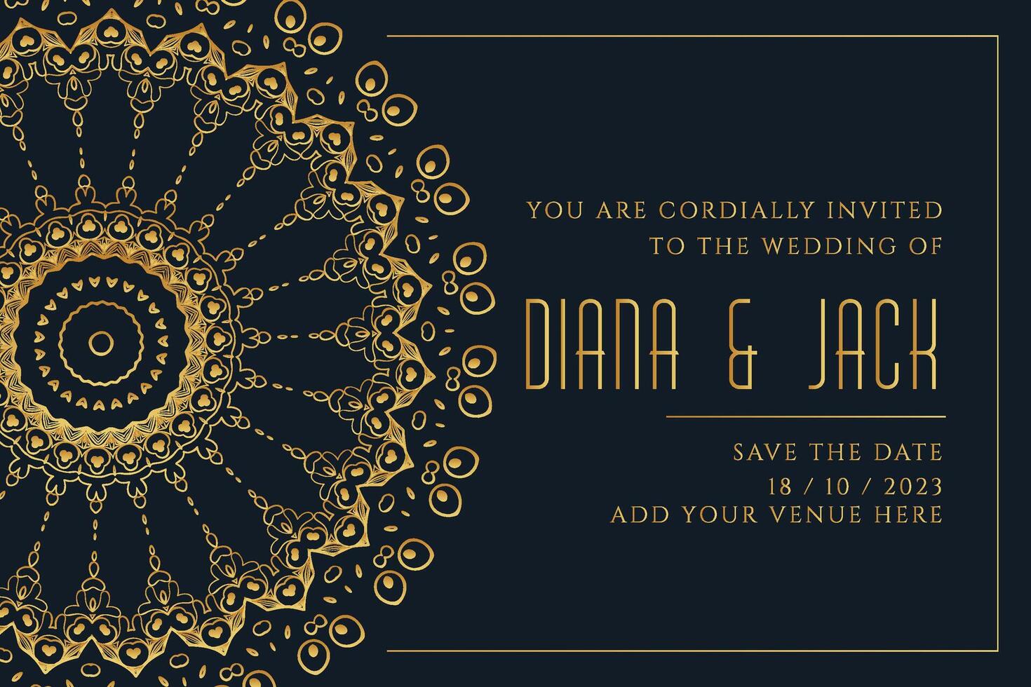 d'or mandala style mariage carte modèle conception vecteur