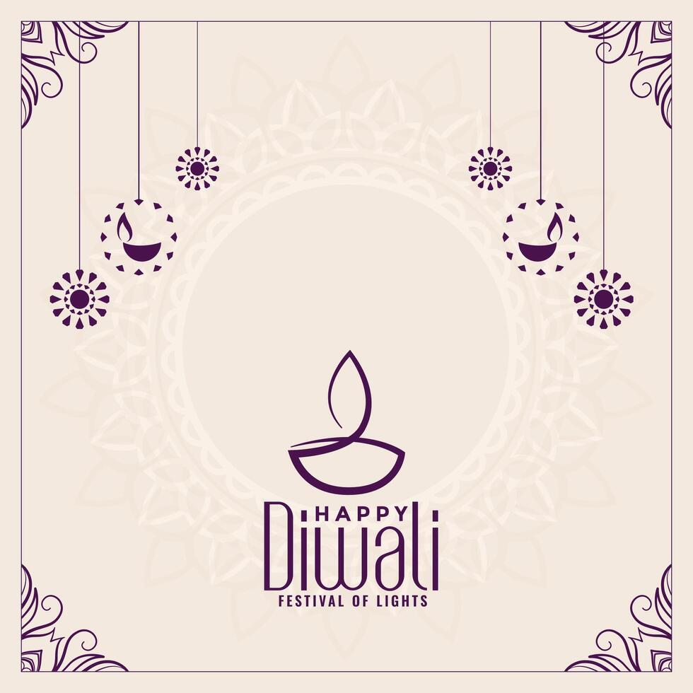 content diwali Festival plat style décoratif carte conception vecteur