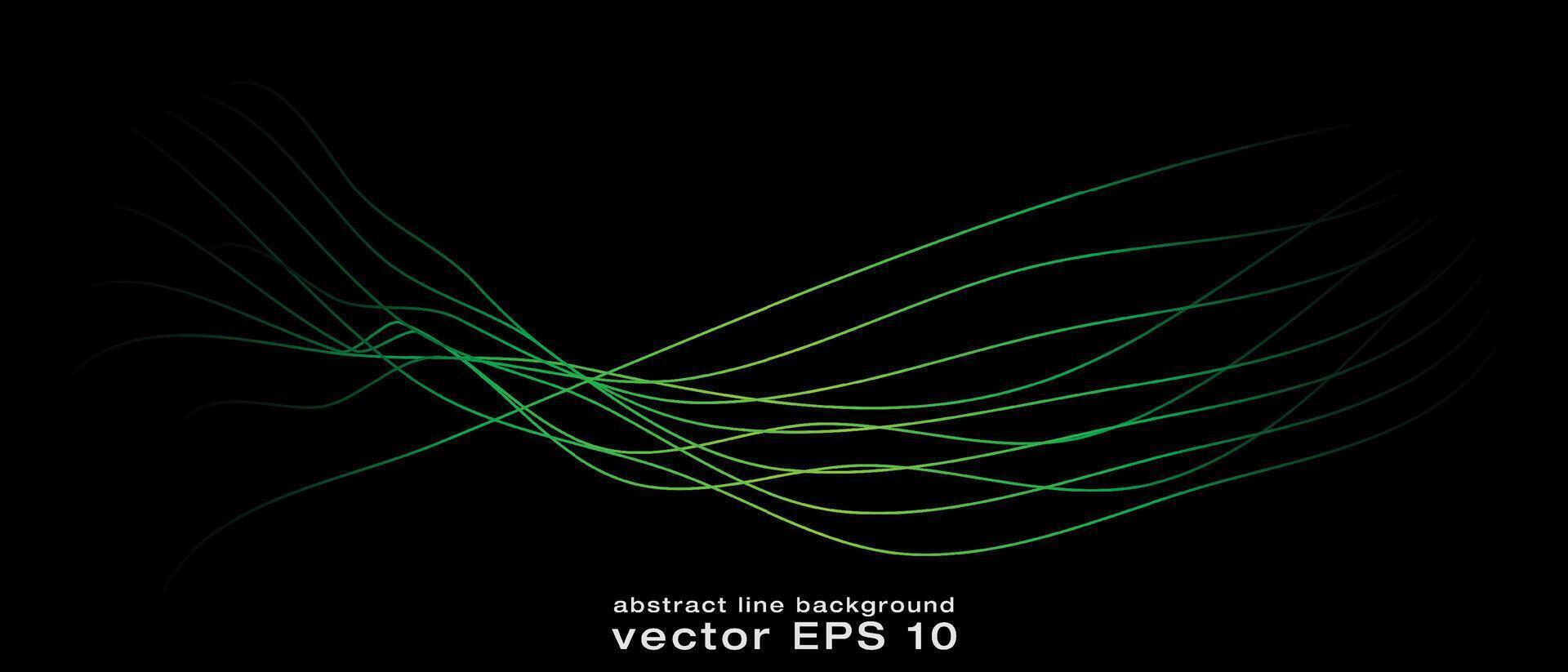 abstrait ondulé dynamique bleu vert violet lumière lignes courbe bannière sur noir Contexte dans concept technologie, neural réseau, neurologie, science, musique, néon lumière vecteur