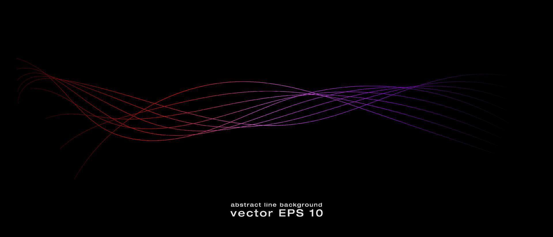 abstrait ondulé dynamique bleu vert violet lumière lignes courbe bannière sur noir Contexte dans concept technologie, neural réseau, neurologie, science, musique, néon lumière vecteur