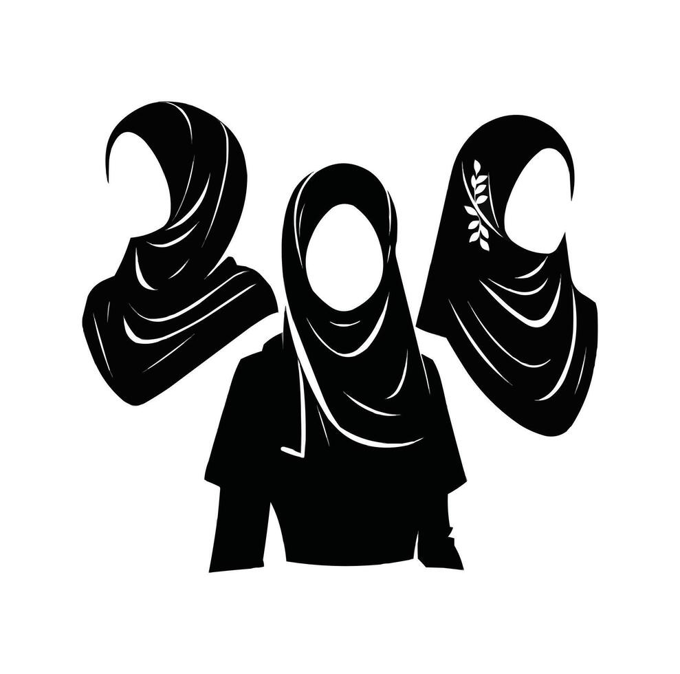 musulman fille hijab icône vecteur illustration silhouette