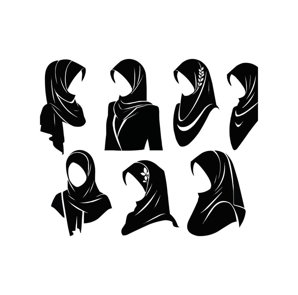 musulman fille hijab icône vecteur illustration silhouette