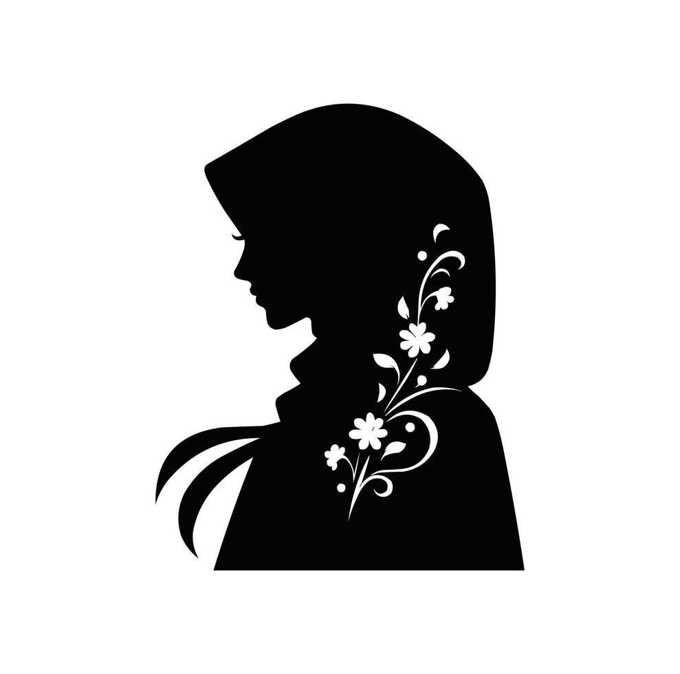 musulman fille hijab icône vecteur illustration silhouette