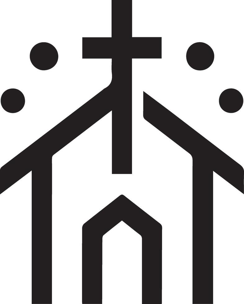 logo de une église avec une traverser et église bâtiment. église emblème mettant en valeur une traverser et structure. vecteur