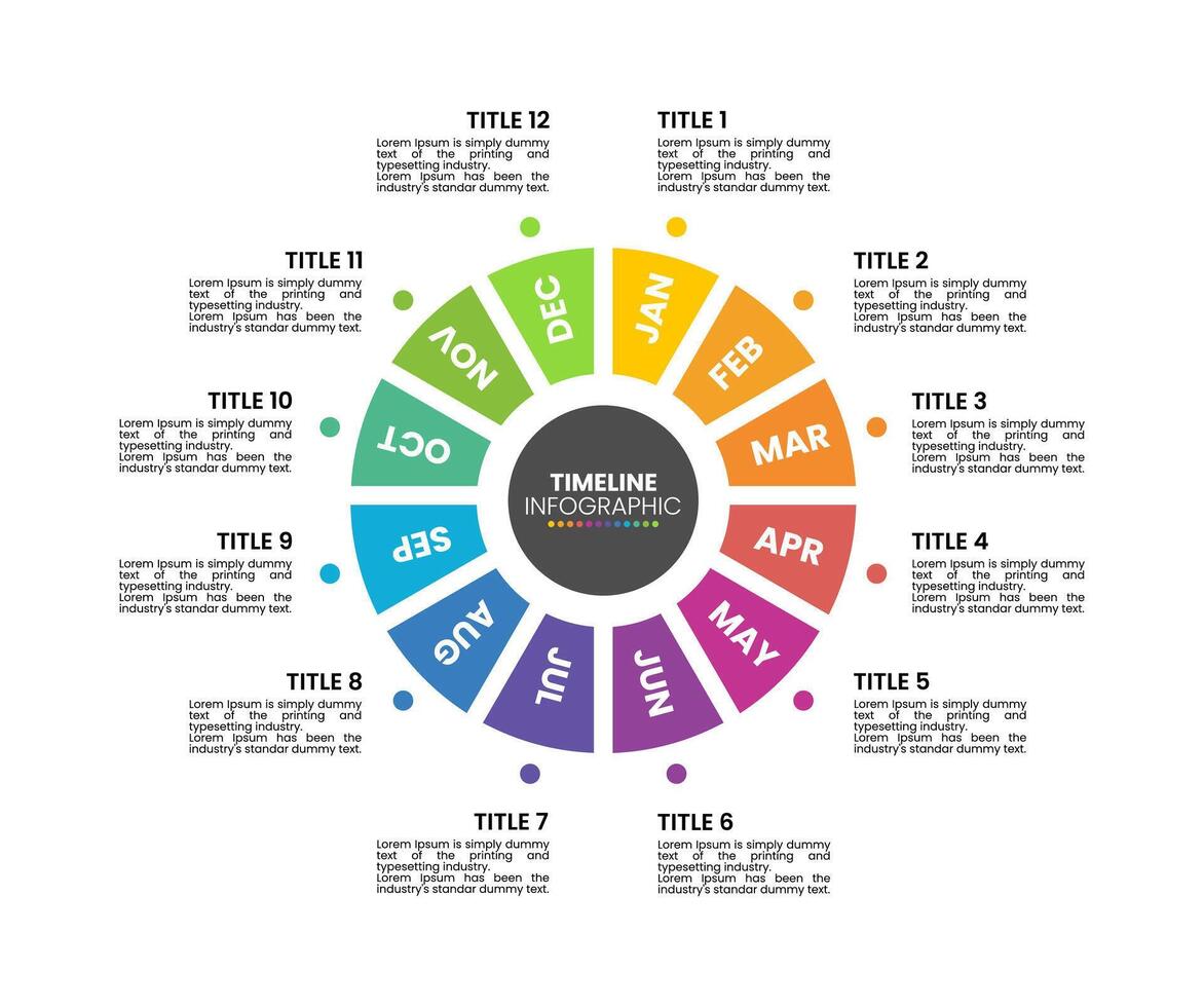 chronologie calendrier infographie modèle 12 mois, 1 an. présentation éléments avec 12 les options ou pas. vecteur