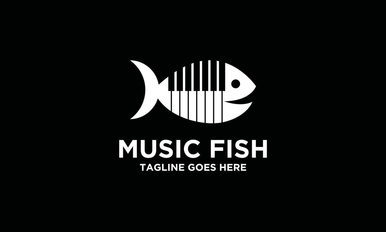 piano la musique avec poisson logo vecteur