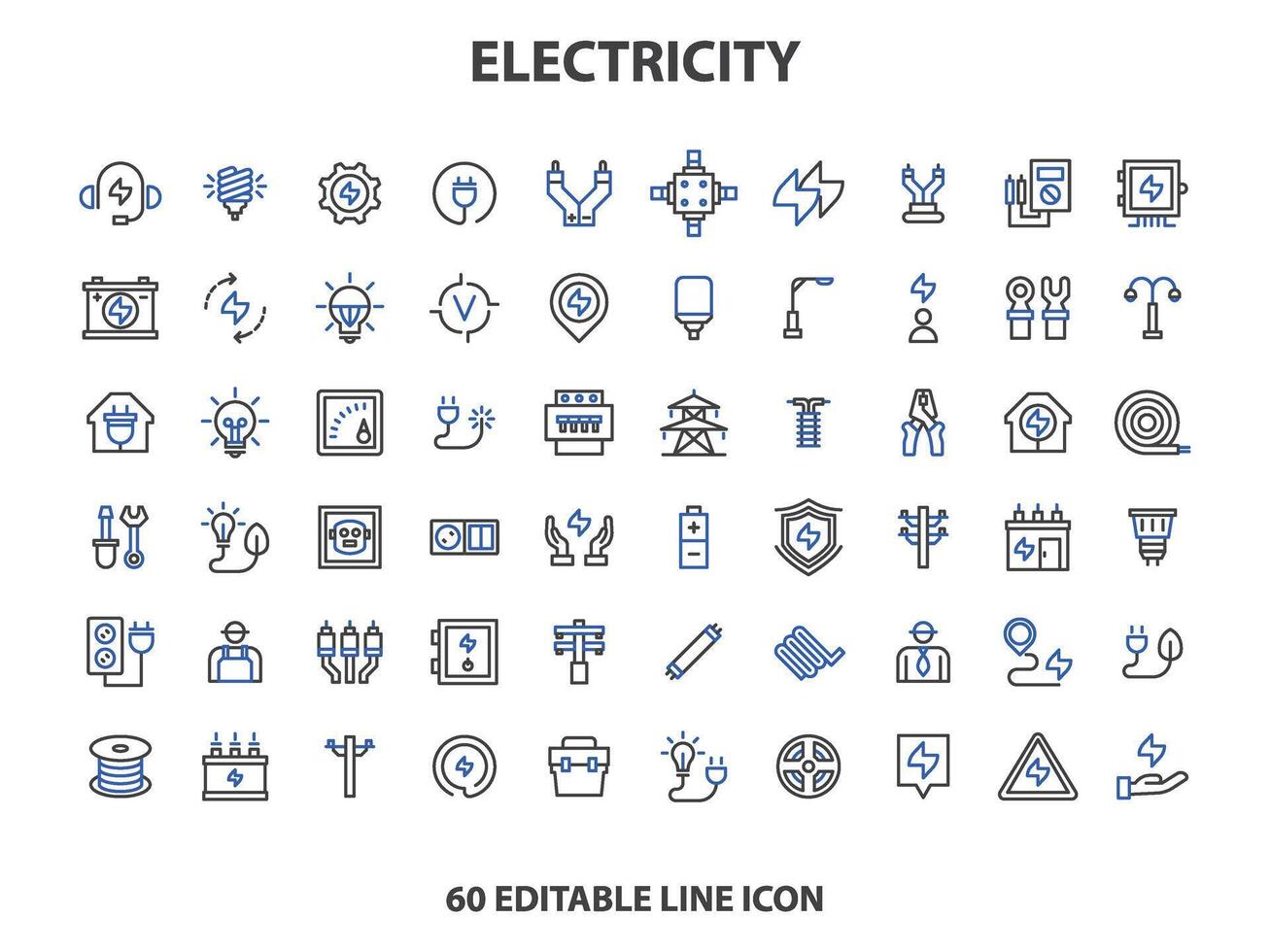 électricité icône ensemble. collection de renouvelable énergie, écologie et vert électricité Icônes. vecteur illustration.