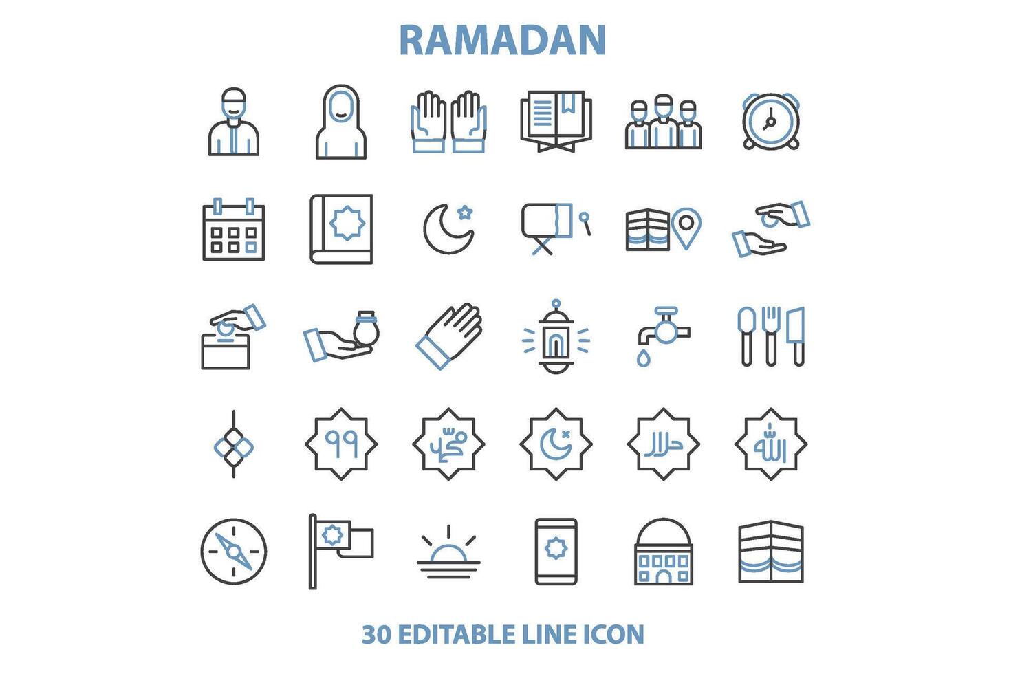 Ramadan kareem icône musulman, rapide, prier, pour site Internet, ui ux essentiel, symbole, présentation, graphique Ressources vecteur