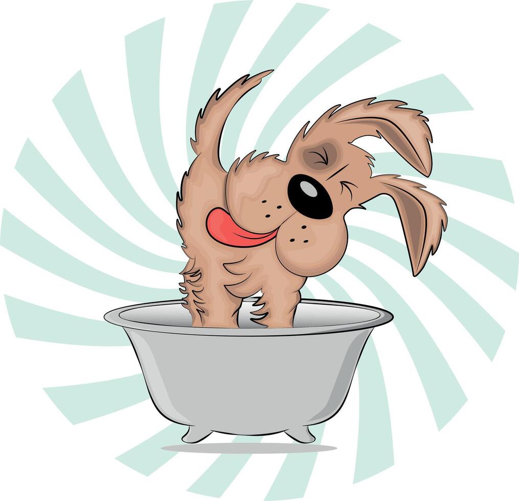 mignonne dessin animé chien prise une bain. vecteur