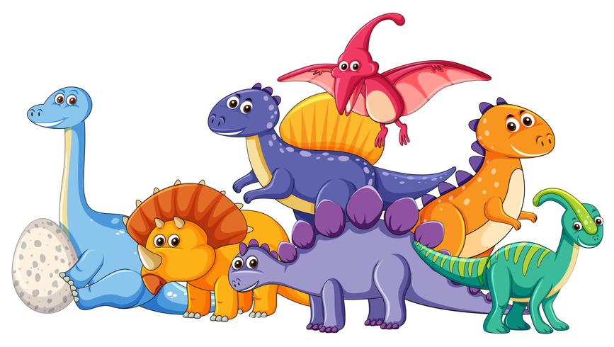 Ensemble de personnage de dinosaure différent vecteur