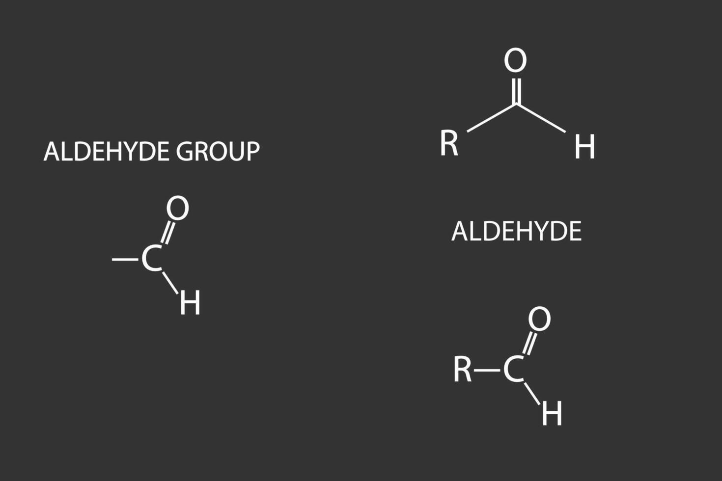 aldéhyde acide moléculaire squelettique chimique formule vecteur
