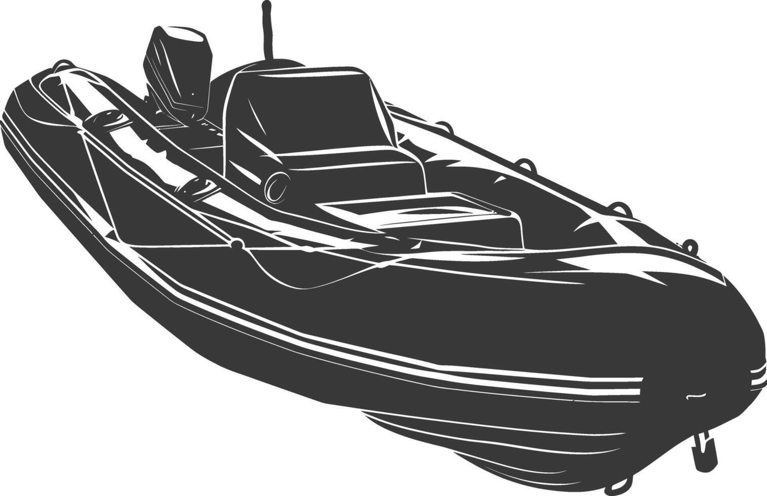 ai généré silhouette une gonflable bateau noir Couleur seulement vecteur