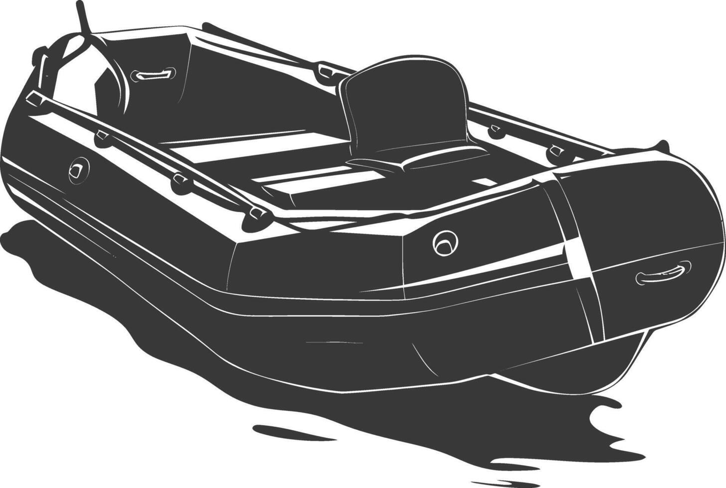 ai généré silhouette une gonflable bateau noir Couleur seulement vecteur