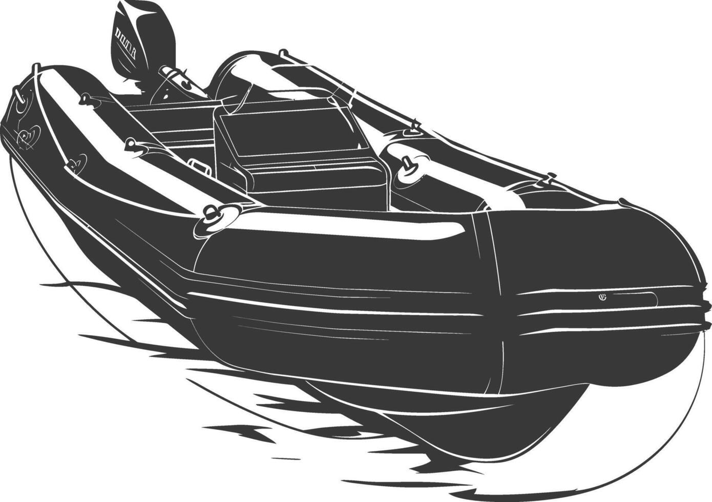 ai généré silhouette une gonflable bateau noir Couleur seulement vecteur