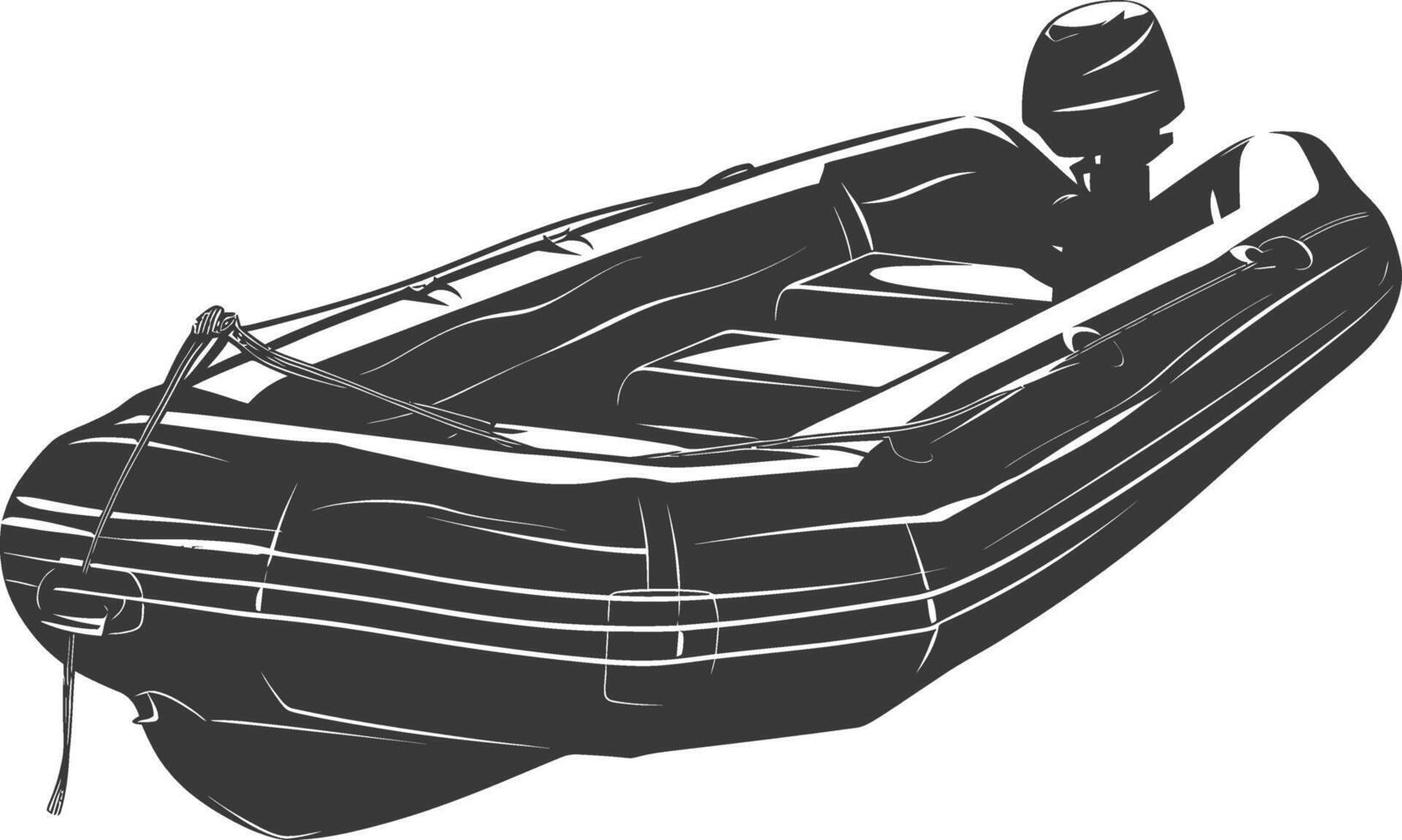 ai généré silhouette une gonflable bateau noir Couleur seulement vecteur